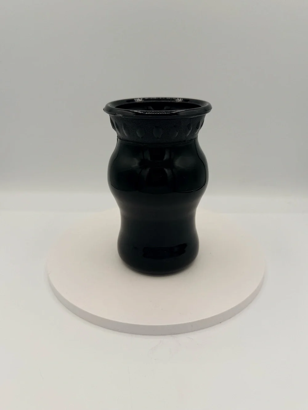 LE Smith, black amethyst Vase with thumbprint and black glossy finish